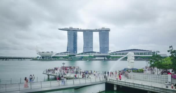 Timelapse Vista Bahía Marina Singapur Con Edificios Rascacielos Gran Altura — Vídeos de Stock