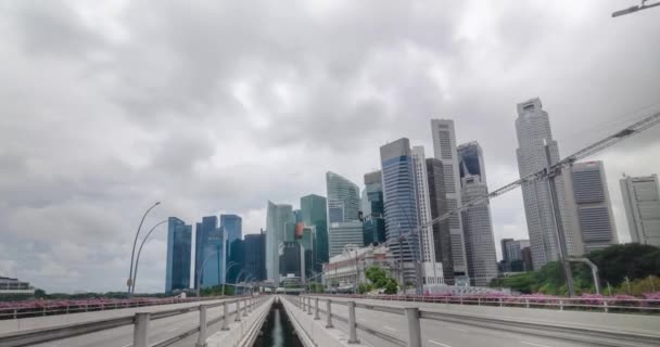 Timelapse Vista Área Baía Singapore Marina Com Arranha Céus Edifícios — Vídeo de Stock