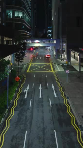 Vertical Timelapse Vídeo Noite Iluminado Pequena Estrada Rua Negócio Cidade — Vídeo de Stock