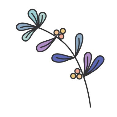 El çizimi şekiller ve çiçek yaprağı tasarım elementleri. Egzotik orman yaprakları. Soyut modern moda illüstrasyon ögesi simgesi