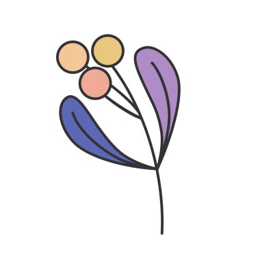 El çizimi şekiller ve çiçek yaprağı tasarım elementleri. Egzotik orman yaprakları. Soyut modern moda illüstrasyon ögesi simgesi