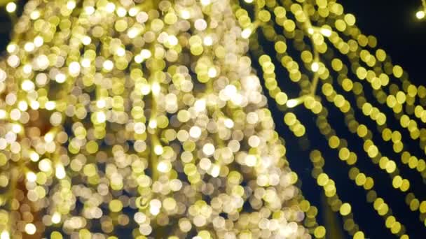 Fuera Enfoque Iluminación Festiva Hasta Decoración Iluminación Celebración Navidad Año — Vídeo de stock