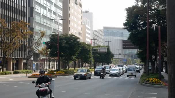 Novembro 2022 Fukuoka Japão Carros Pessoas Traficam Durante Dia Fukuoka — Vídeo de Stock