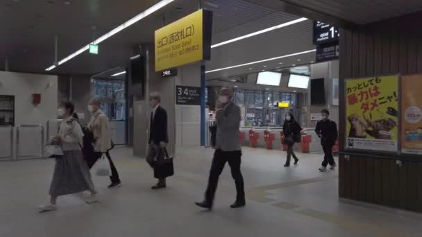 November 2022 Fukuoka Japan View While Walking Subway Train Station — Stock Video