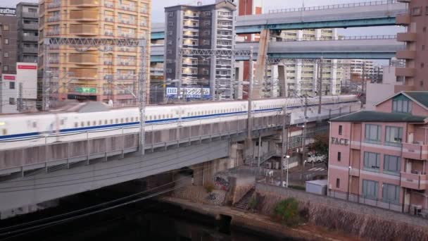 November 2022 Fukuoka Japan Train Railway Track Highspped Bullet Train — Stock videók