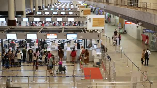Décembre 2022 Aéroport Donmuang Bangkok Thaïlande Lignes Passagers Bondées Aéroport — Video
