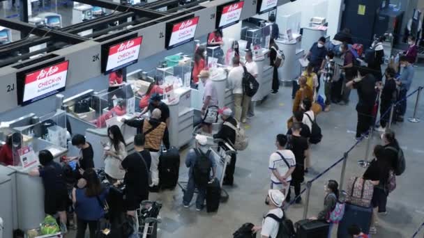 2022 Letiště Donmuang Bangkok Thajsko Přeplněné Osobní Linky Letišti Čekají — Stock video