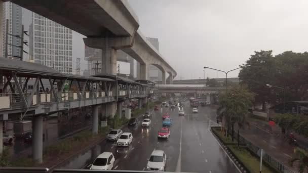 November 2022 Bangkok Thailand Traffic Ladproaw Road Rainy Day Heavy — Video Stock