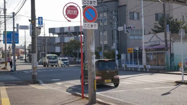 November 2022 Fukuoka Japan Local Traffic Intersection Street Sidewalk Fukuoka — Vídeo de Stock