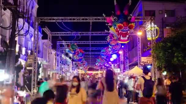 January 2023 Phuket Old Town Thailand Timelapse Landscape Night View — Stockvideo
