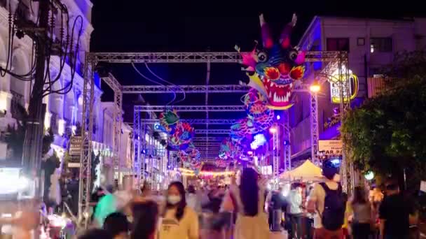 January 2023 Phuket Old Town Thailand Timelapse Landscape Night View — Vídeos de Stock