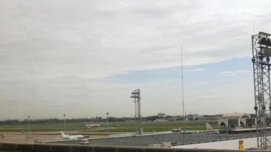 December 6,2022:Donmuang airport, Bangkok,Thailand: airplane landing into airport movement in daytime