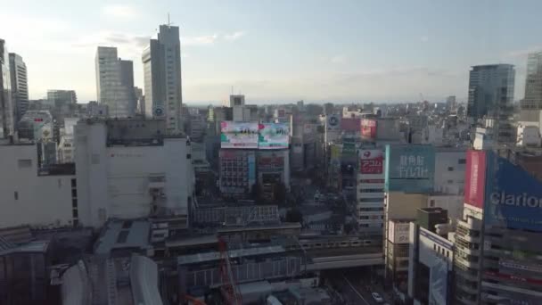 December 2019 Tokyo Japan Flygfoto Över Shibuya Området Medan Solen — Stockvideo