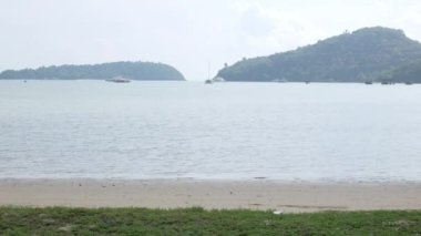natural beach sea sand and sky landscape under clear blue sky, view of beach sea in summer daytime. Beach space area background
