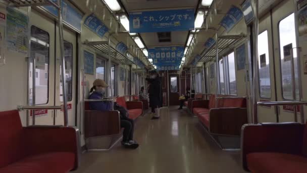 November 2022 Fukuoka Japan View Commuter Train While Running Operating — 图库视频影像