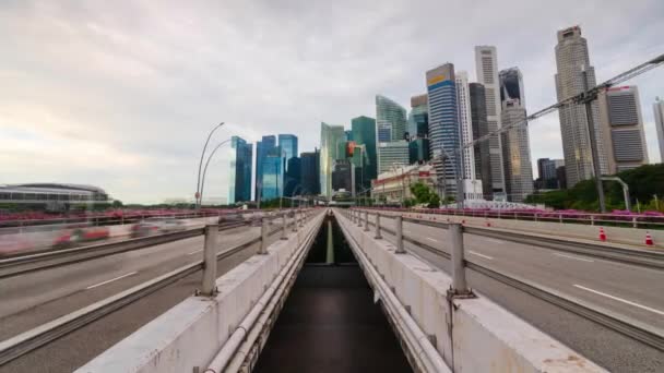 Timelapse Provoz Dálnici Ulice Silnice Mostě Přes Singapurský Přístav Záliv — Stock video