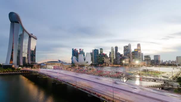 Timelapse Krajina Mega Město Pohled Singapore Centrum Finanční Čtvrti Mnoha — Stock video