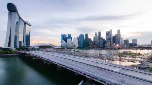 Zaman Çizelgesi Mega Şehir Manzarası Singapur Şehir Merkezi Finans Bölgesi — Stok video