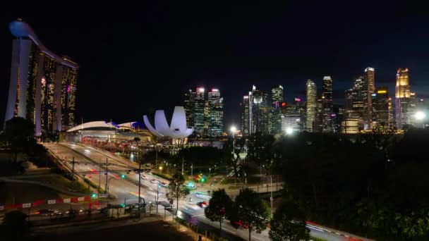 Timelapse Landscape Mega City View Singapore Downtown Financial District Area — Stock Video