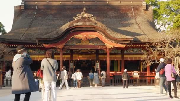 November 2022 Fukuoka Japan People Tourist Walking Traveling Dazaifu Shrine — Stock Video