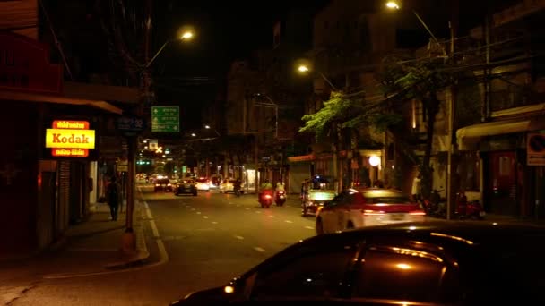 November 2022 Bangkok Thailand Natt Gatuvy Med Lite Trafik Chareon — Stockvideo