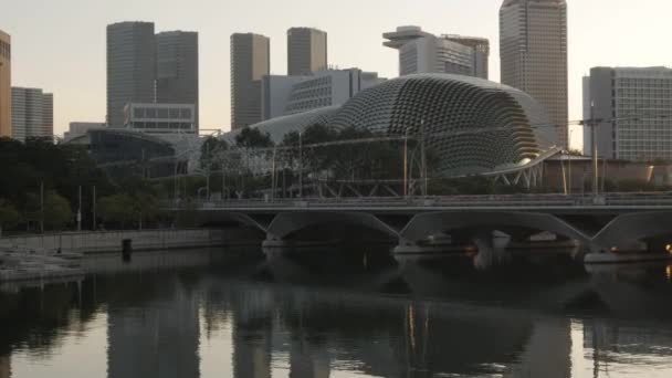 Časné Ráno Pohled Thel Moderní Styl Architektury Budovy Městě Singapuru — Stock video
