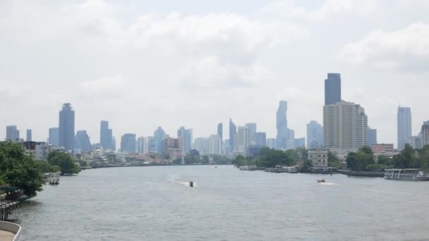 Panorama Landschaft Blick Auf Chaopraya Fluss Mit Fluss Wasser Bootstransport — Stockvideo