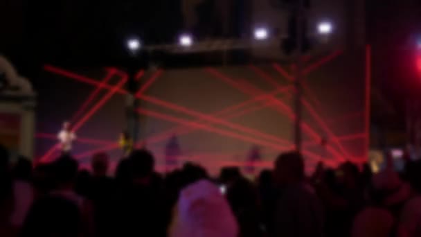 Розвантаження Сцени Концертних Вечірках Вночі Фонового Музичного Фестивалю — стокове відео