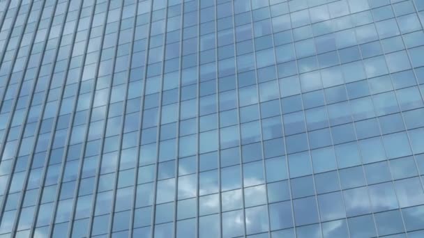 Perete Transparent Sticlă Construcții Birouri Viitor Luminos Clădiri Financiare Văzut — Videoclip de stoc