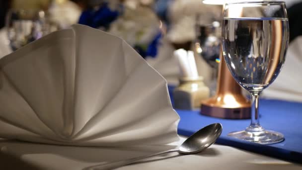Akşam Yemeğinde Kutlama Için Şık Ziyafet Masasına Bakın Akşam Yemeği — Stok video