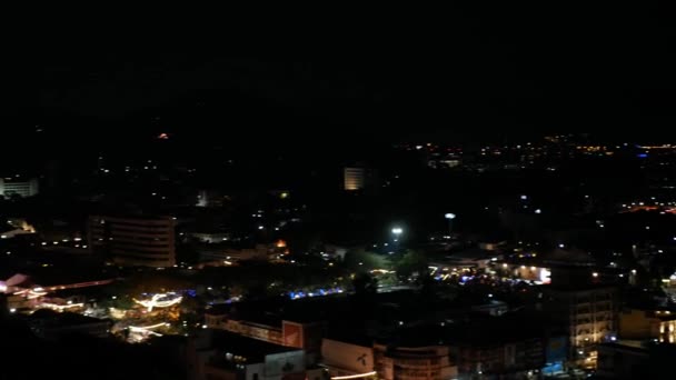 Vue Aérienne Oiseau Ville Phuket Dans Nuit Avec Peu Lumière — Video