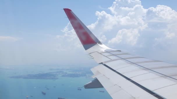 Vista Del Puerto Bahía Singapur Desde Cielo Desde Interior Del — Vídeos de Stock