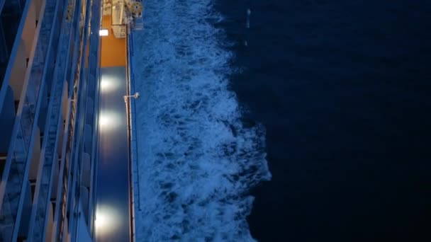 View Wake Large Cruise Ship Lifeboat While Cruising Deep International — Stock Video