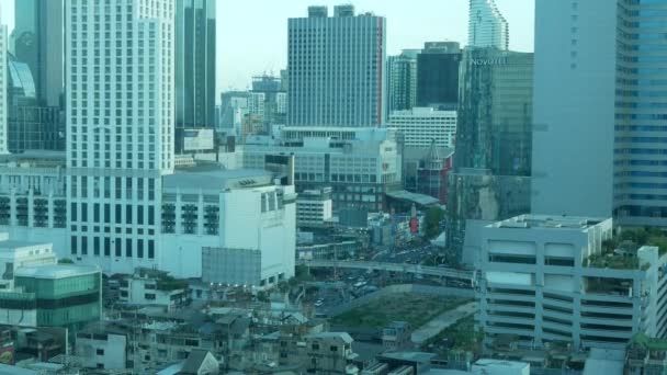 Výhled Krajinu Mrakodrapu Výškových Budov Centrální Obchodní Čtvrti Bangkok Panorama — Stock video