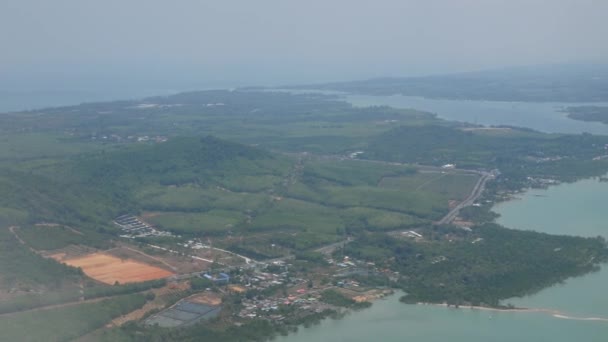 Aerial View Aeroplane Plane Window View Tropical Islands Ocean Sea — Stock Video
