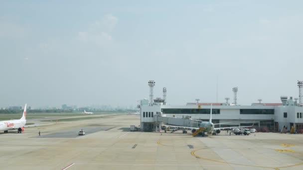 May 2023 Bangkok Thailand Don Muang International Airport Airplanes Doing — 图库视频影像