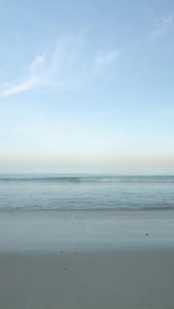 Вертикальний Часовий Пояс Тропічний Білий Піщаний Гладкий Пляж Спокійним Океаном — стокове відео