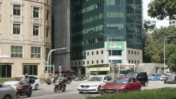 Srpna 2022 Singapur Pohled Ulici Dopravní Zácpou Okrese Finanční Kanceláře — Stock video
