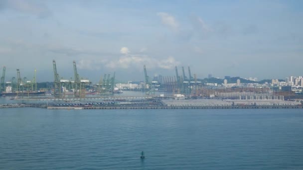 Kilátás Táj Egy Nappali Városkép Konténer Móló Kikötő Singapore Légi — Stock videók