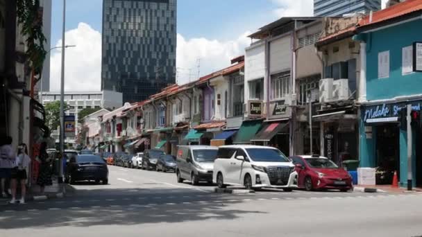 Květen2 2023 Singapur Krajina Pohled Ulicí Provoz Automobilů Asfaltové Ulici — Stock video