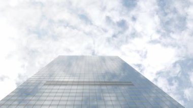 Şehir ticaret bölgesindeki modern ofis gökdelenleri finans binaları. Modern camlara bakıyorum. Finansal modern binalara. Arka planda açık gökyüzü var.