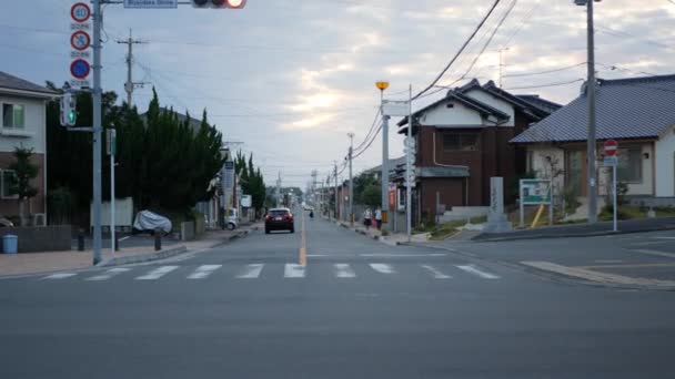 November 2022 Fukuoka Japán Kilátás Helyi Közlekedési Csomópont Néhány Autó — Stock videók