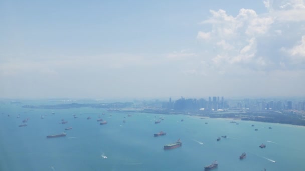 Vista Singapore Baia Porto Dall Alto Del Cielo Aereo Mentre — Video Stock