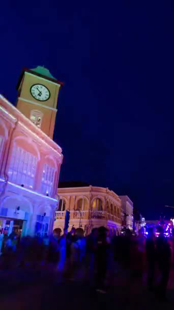 Styczeń 2023 Phuket Stare Miasto Tajlandia Pionowy Timelapse Widok Nocy — Wideo stockowe