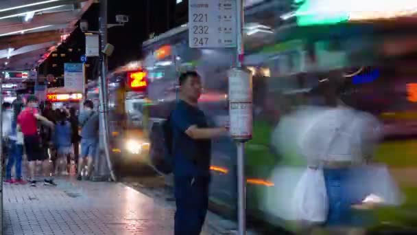 2023 Taipei Taiwan Night View Timelapse Paysage Arrêt Bus Dans — Video