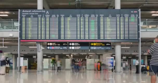 2022 Bangkok Thailand Zeitraffer Ansicht Ankunftsterminal Mit Vielen Passagieren Beim — Stockvideo