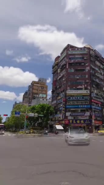 Julio27 2023 Taipei Taiwán Vertical Timelapse Vista Calle Intersección Con — Vídeo de stock