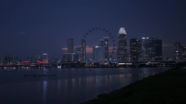 Σιγκαπούρη Skyline Πόλη Στην Όχθη Του Ποταμού Singapore Σύγχρονο Γραφείο — Αρχείο Βίντεο