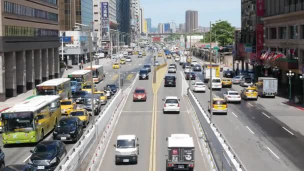Julho27 2023 Taipei Taiwan Street Vista Cruzamento Com Transporte Tráfego — Vídeo de Stock