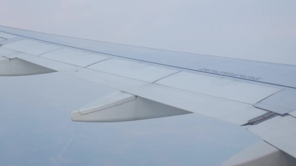 Θέα Μέσα Από Παράθυρο Του Αεροσκάφους Φτερό Του Αεροπλάνου Πάνω — Αρχείο Βίντεο